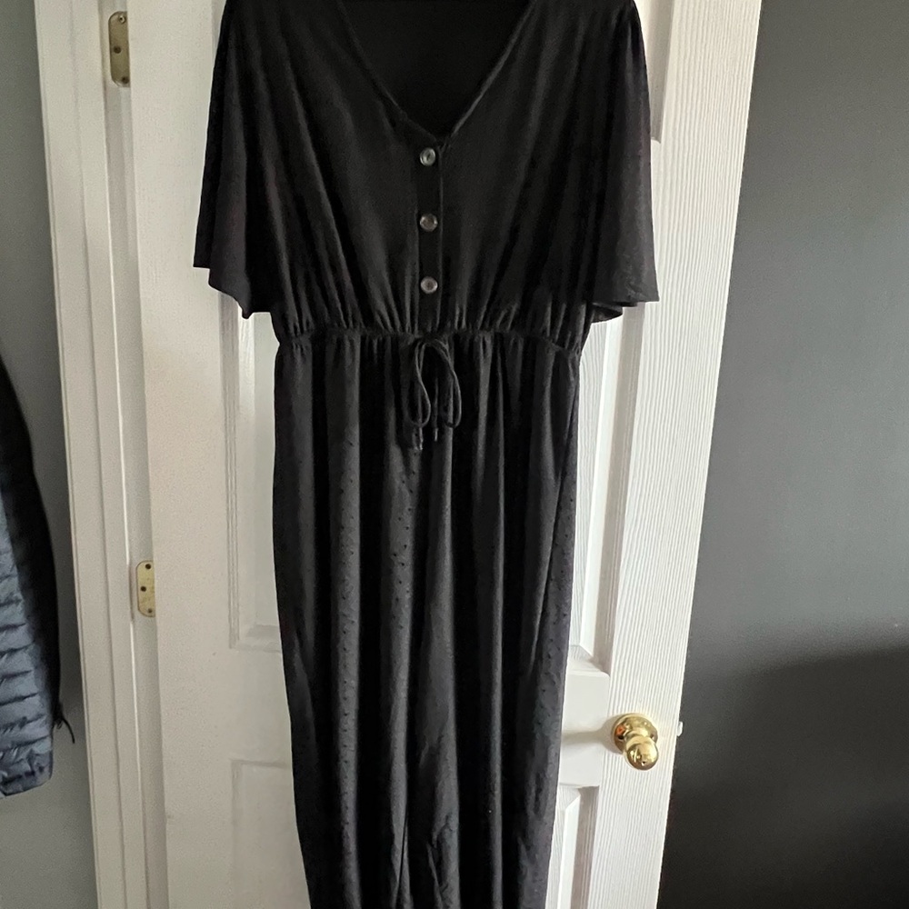 Black Button-Down 3/4 length Jumpsuit